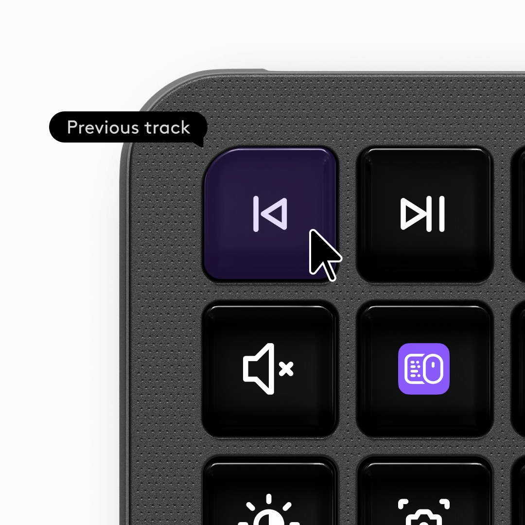 Close-up of the “Previous track” key highlighted, with its tooltip.